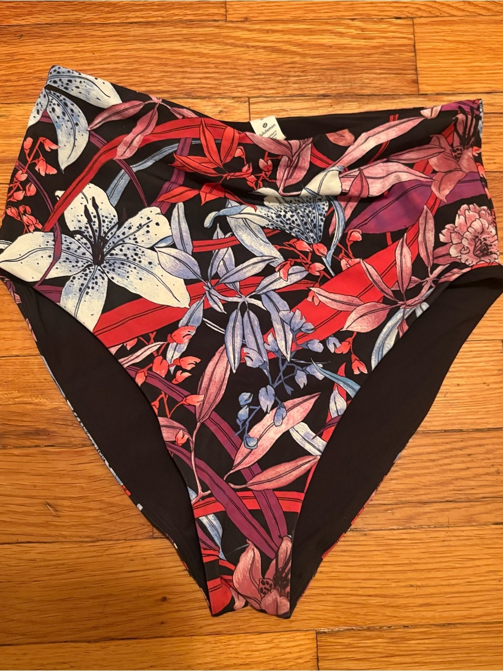 Lululemon High-Waist Floral Bikini Bottoms - Black Multi